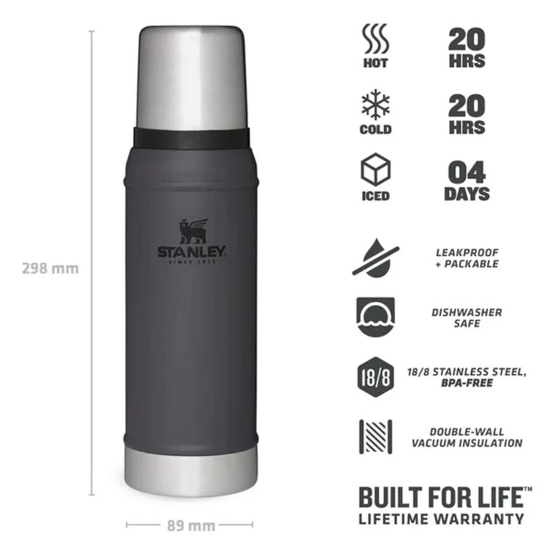 Stanley Klasik Vakumlu Paslanmaz Çelik Termos 0.75 LT Füme