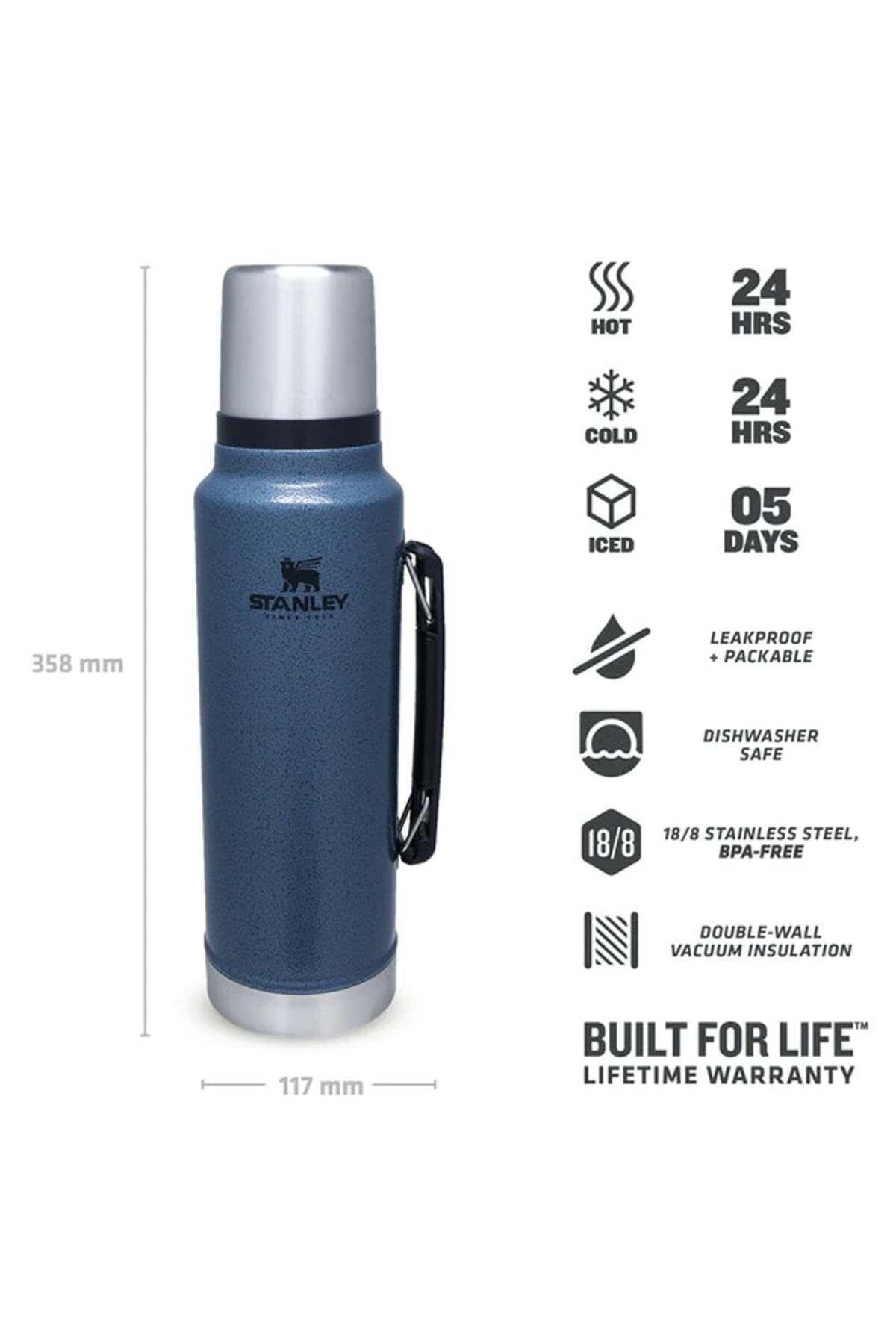 Stanley Klasik Vakumlu Paslanmaz Çelik Termos 1 Lt Koyu Mavi