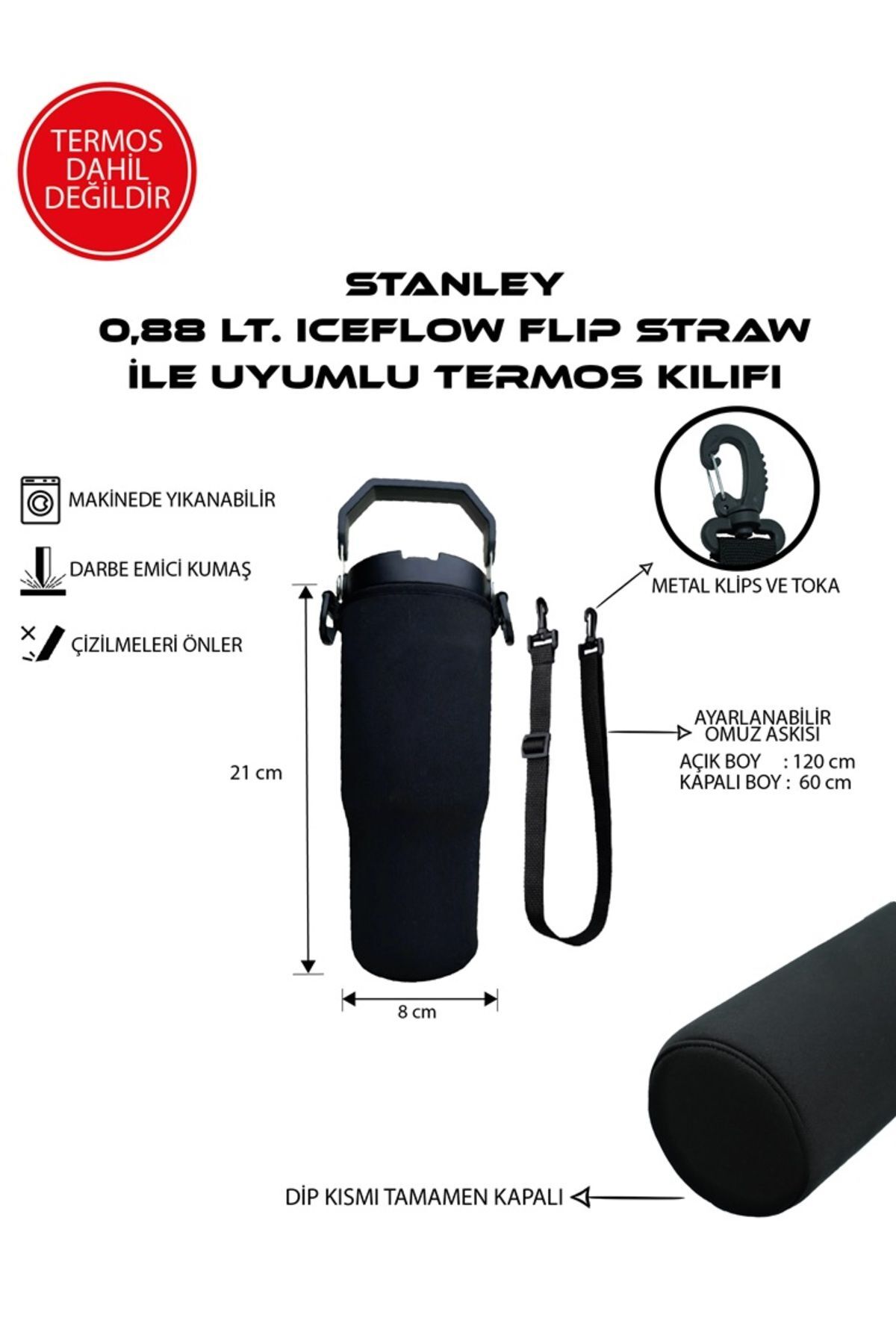 Iceflow Flip Straw 0.88 Lt. ile Uyumlu Omuz Askılı Termos Kılıfı
