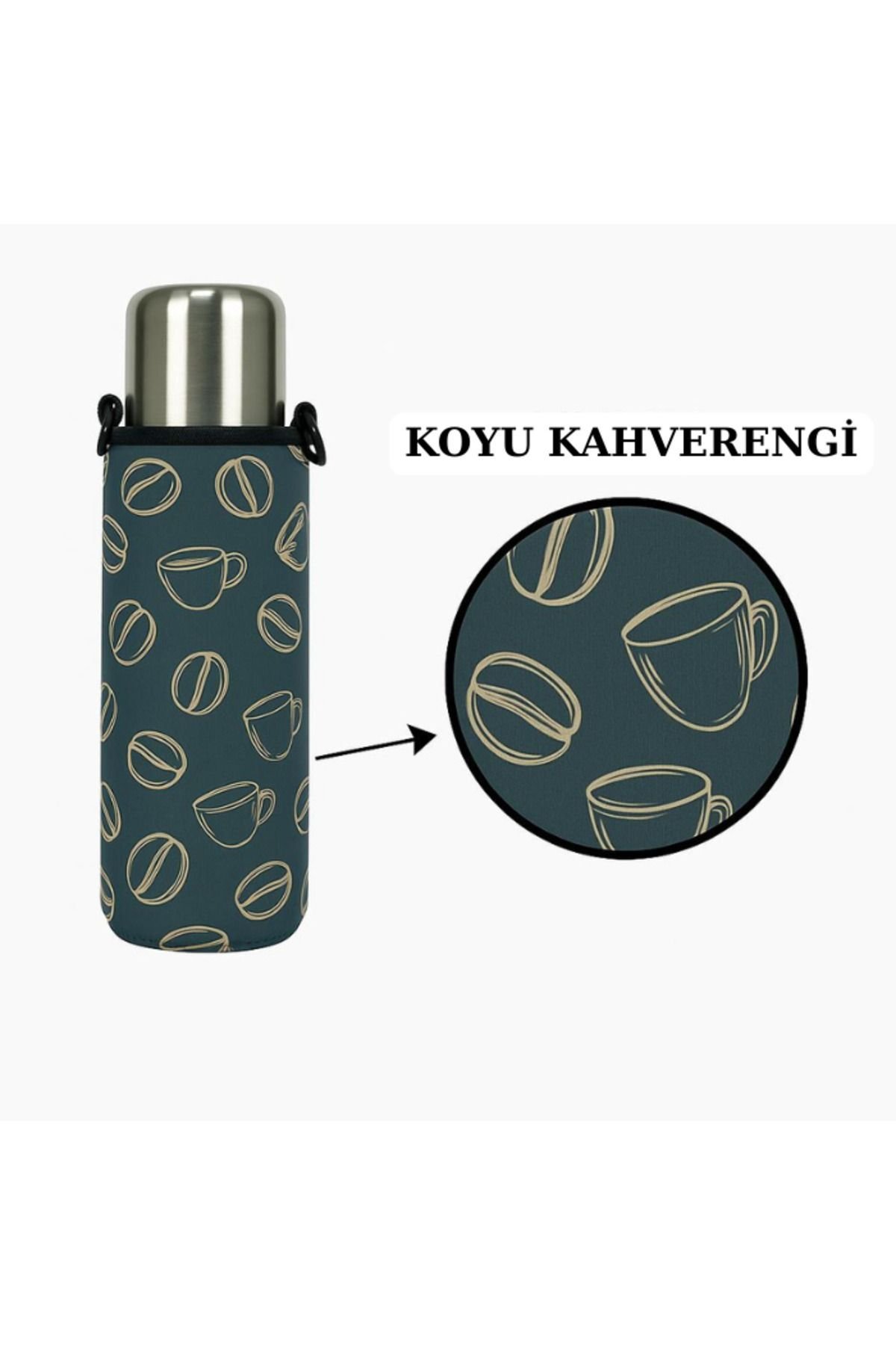Klasik Kulpsuz 0.75 Lt. ile Uyumlu Omuz Askılı Termos Kılıfı