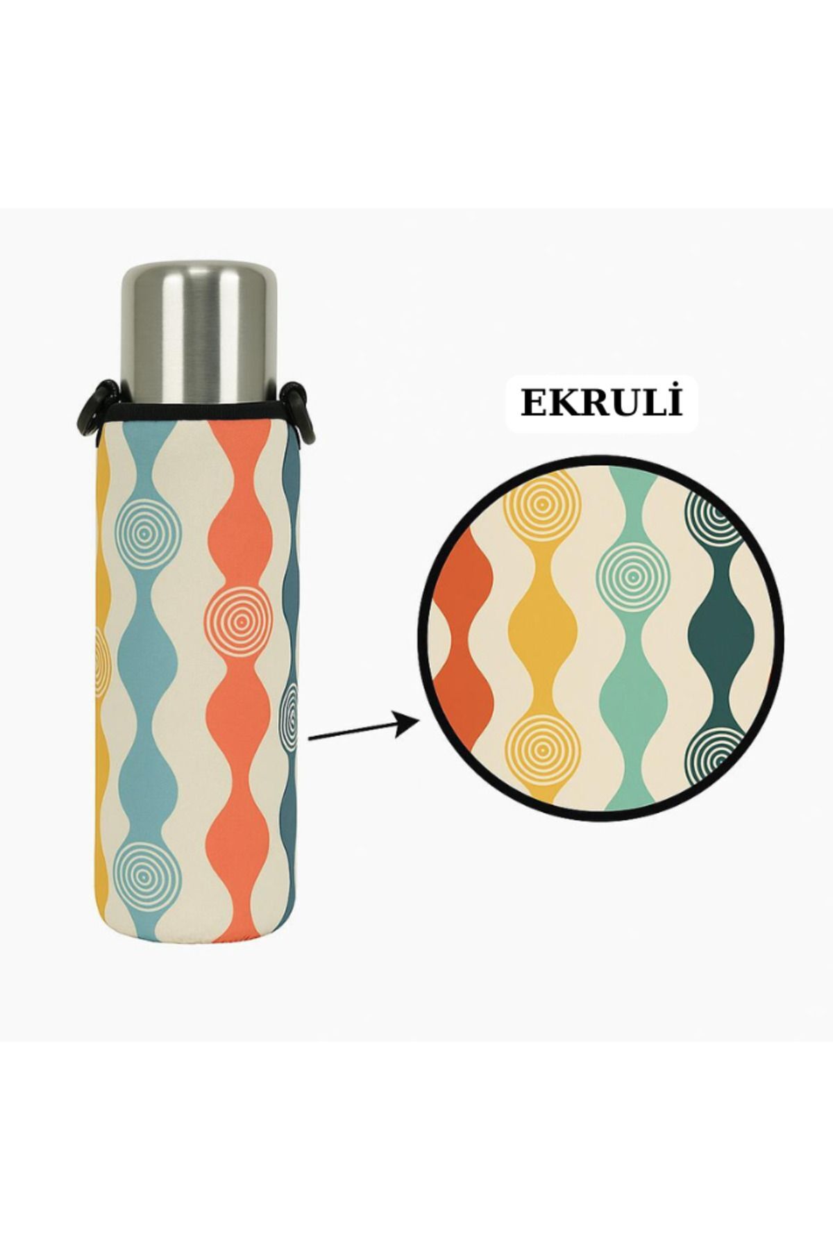 Klasik Kulpsuz 0.75 Lt. ile Uyumlu Omuz Askılı Termos Kılıfı