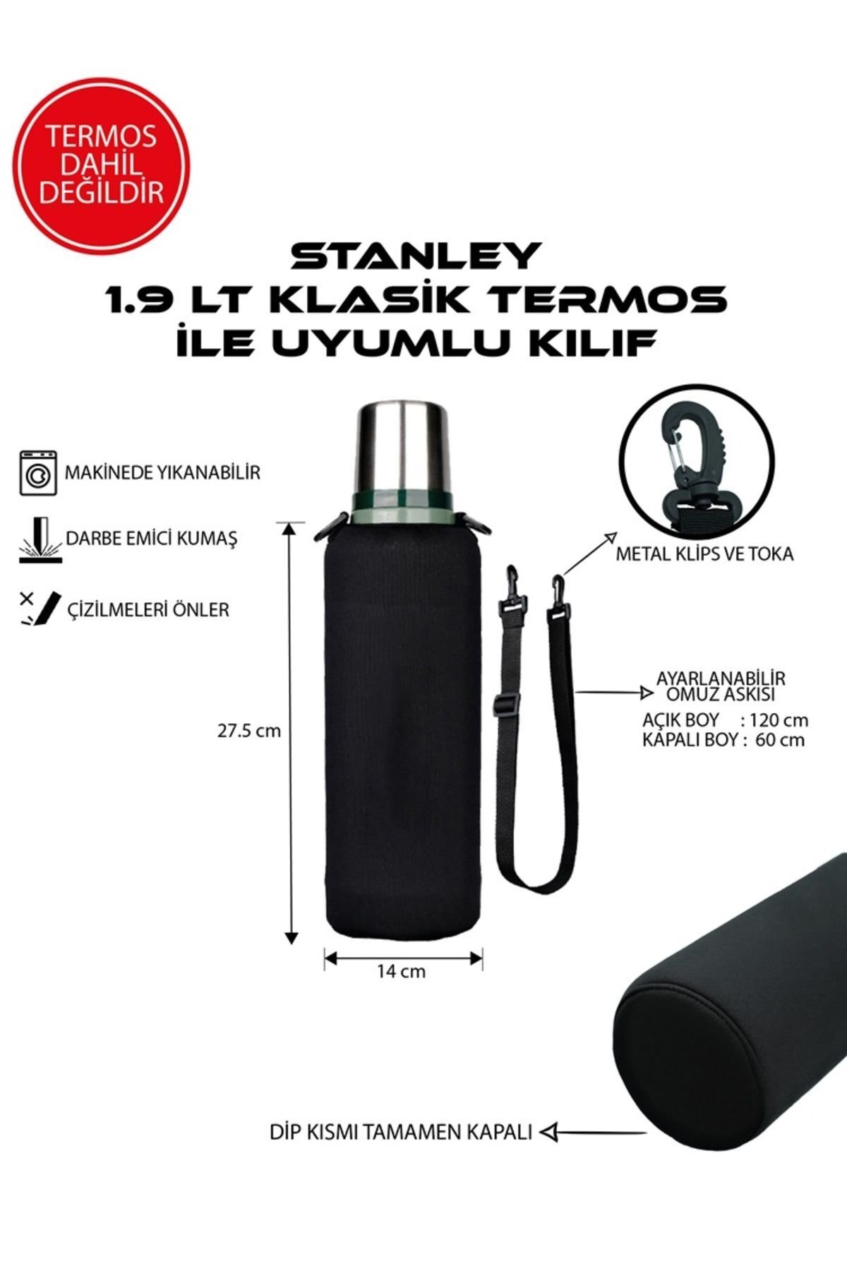 Klasik 1.9 Lt. ile Uyumlu Omuz Askılı Termos Kılıfı