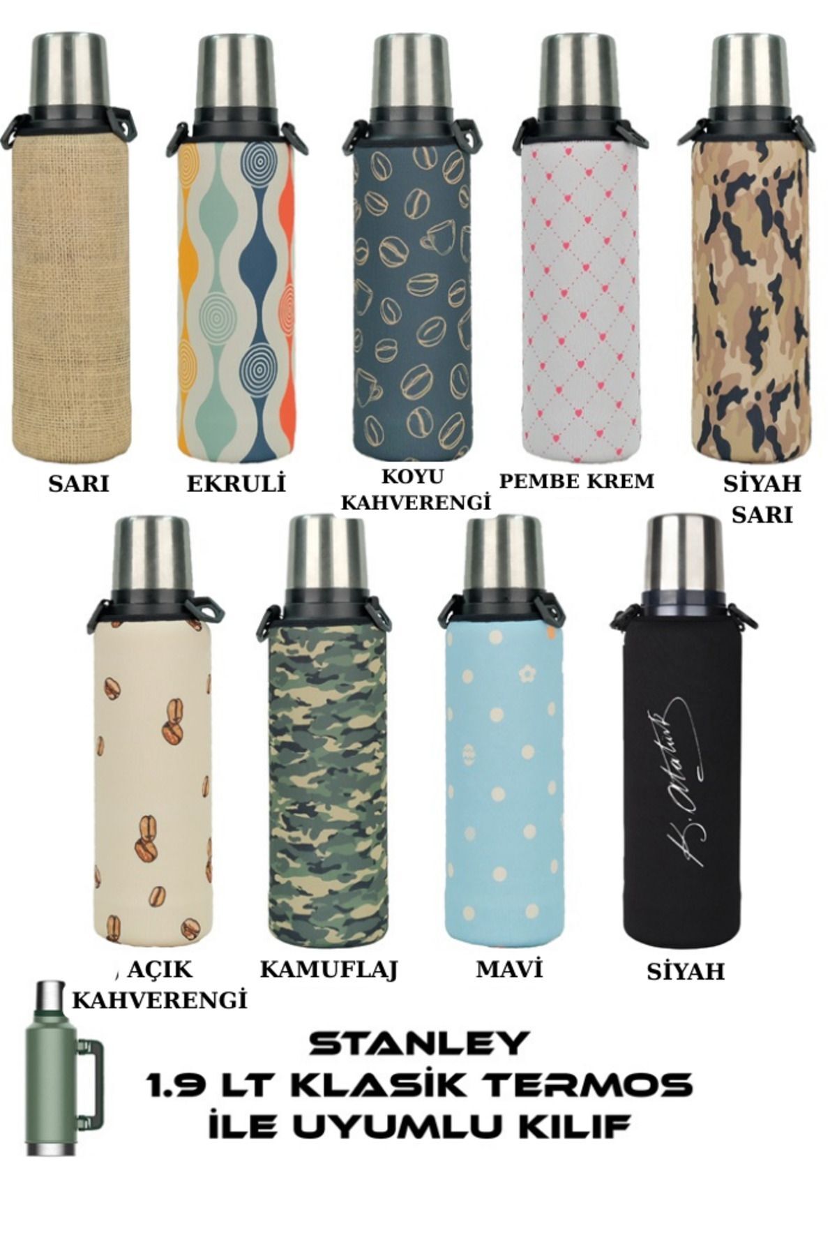 Klasik 1.9 Lt. ile Uyumlu Omuz Askılı Termos Kılıfı