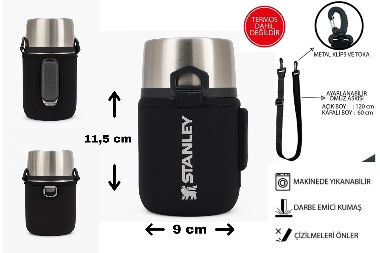 Safir Kamp Stanleye 0.53 Lt. Adventure Çelik Yemek Termosu ile Uyumlu Omuz Askılı Termos Kılıfı