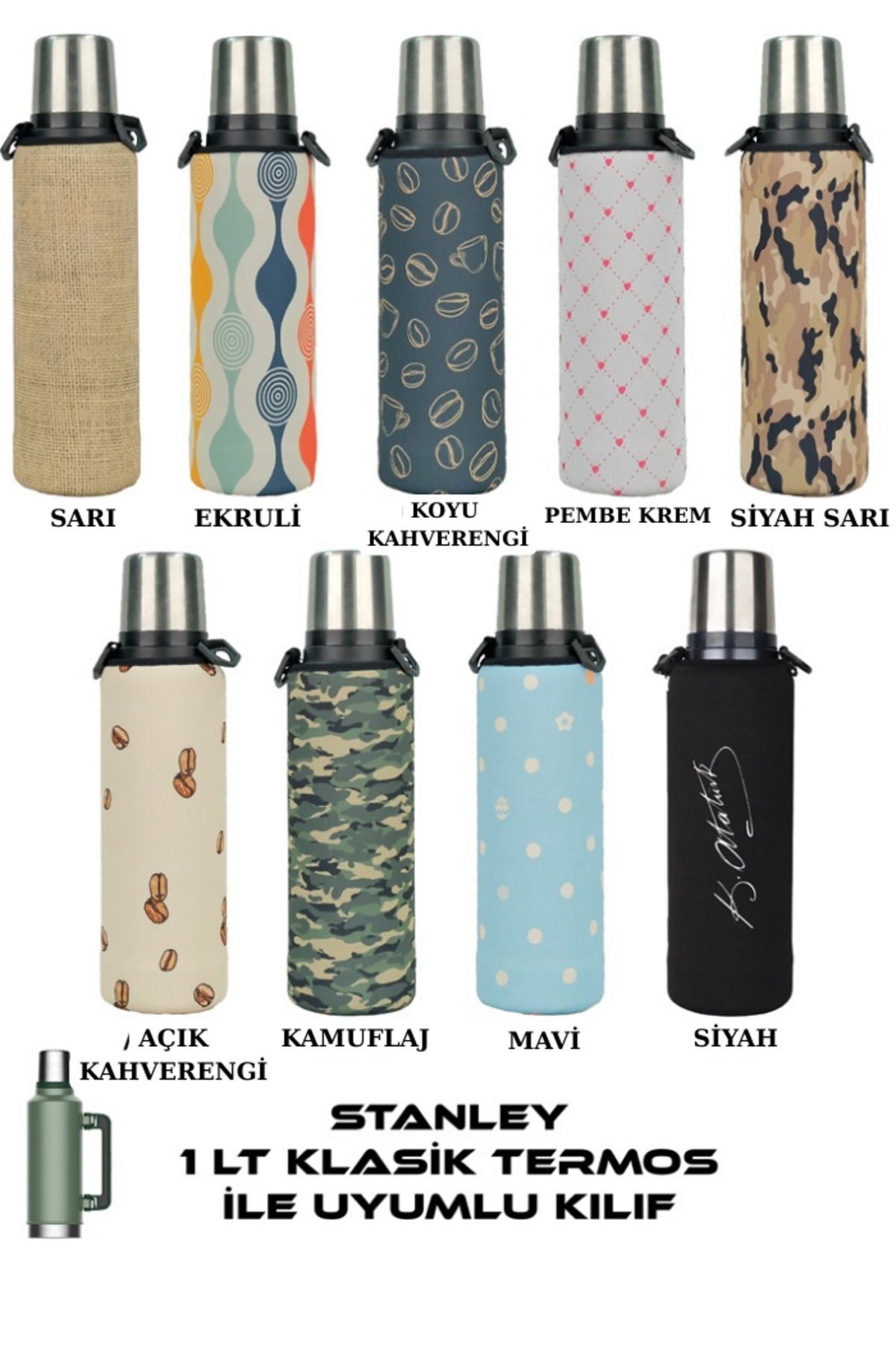 Klasik 1.0 Lt. ile Uyumlu Omuz Askılı Termos Kılıfı