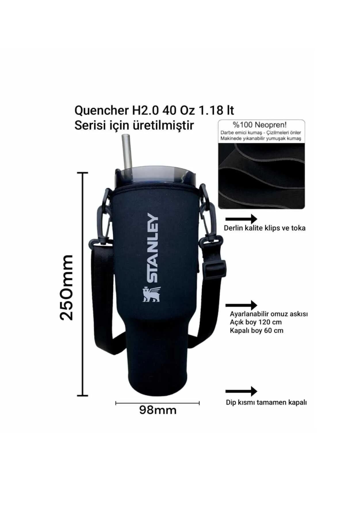 Stanley Quencher Pipetli Kulplu 1,18 Lt. Uyumlu Omuz Askılı Neopren Termos Koruma Kılıfı