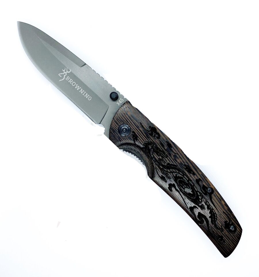 BROWNİNG X45 YARI OTOMATİK AĞAÇ İŞLEMELİ ÇAKI