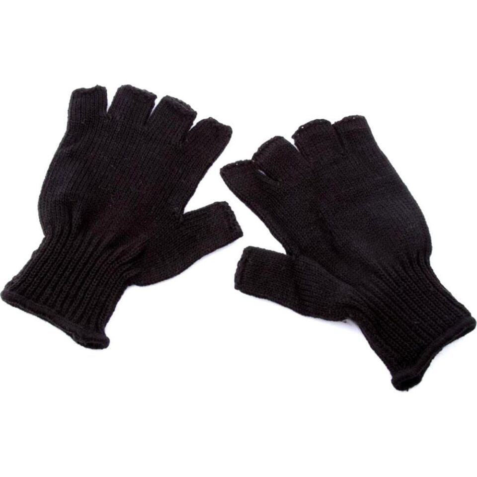 Kesik Uçlu Siyah Eldiven - Kesik Parmak Bay Kadın Yün Eldiven