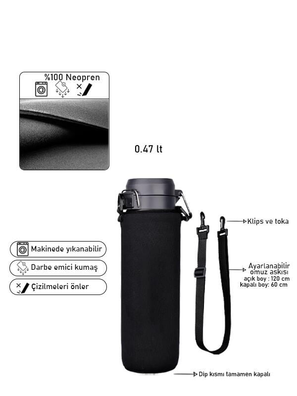 Safir Kamp Stanleye 0.47 Lt. Quick Flip Termos ile Uyumlu Omuz Askılı Kılıf