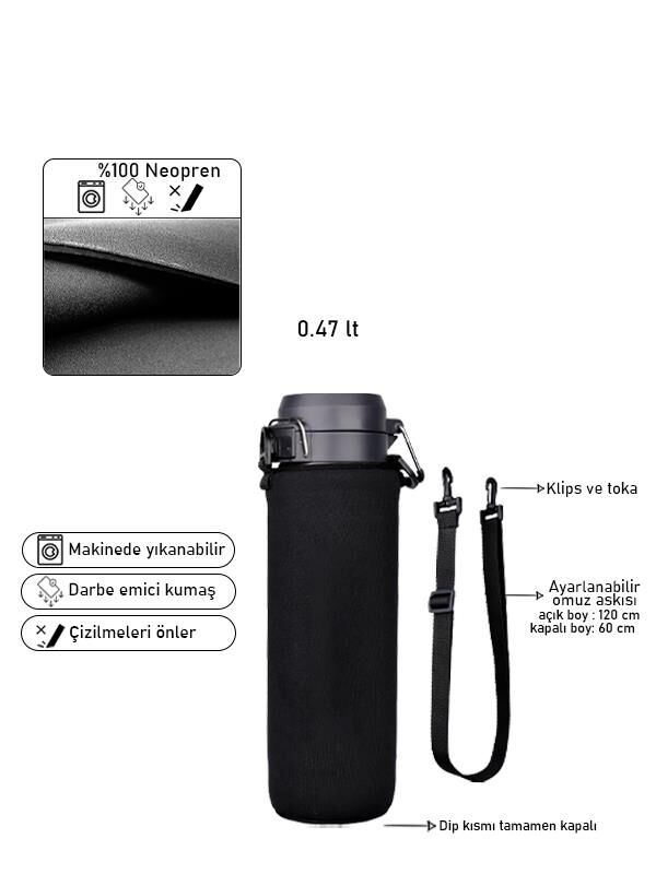 Safir Kamp Stanleye 0.47 Lt. Quick Flip Termos ile Uyumlu Omuz Askılı Kılıf