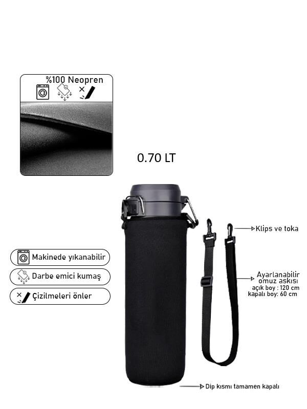 Safir Kamp Stanleye 0.70 Lt. Quick Flip Termos ile Uyumlu Omuz Askılı Kılıf