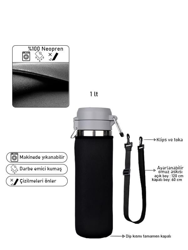 Safir Kamp Stanleye 1,06 Lt. Quick Flip Termos ile Uyumlu Omuz Askılı Kılıf