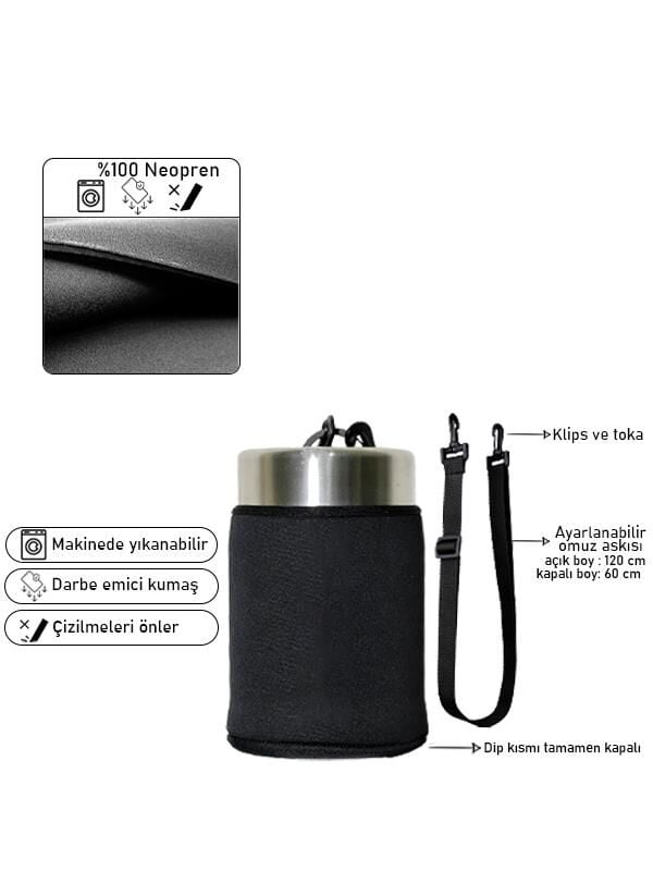 Safir Kamp Stanleye 0.40 Lt Kaşıklı Yemek Termosu İle Uyumlu Neopren Kılıf Omuz Askılı