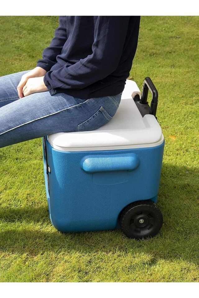 Coleman Poly-lite Wheeled Mesh 50 Qt Tekerlekli Soğutucu Buzluk 47.3 Lt Mavi/beyaz