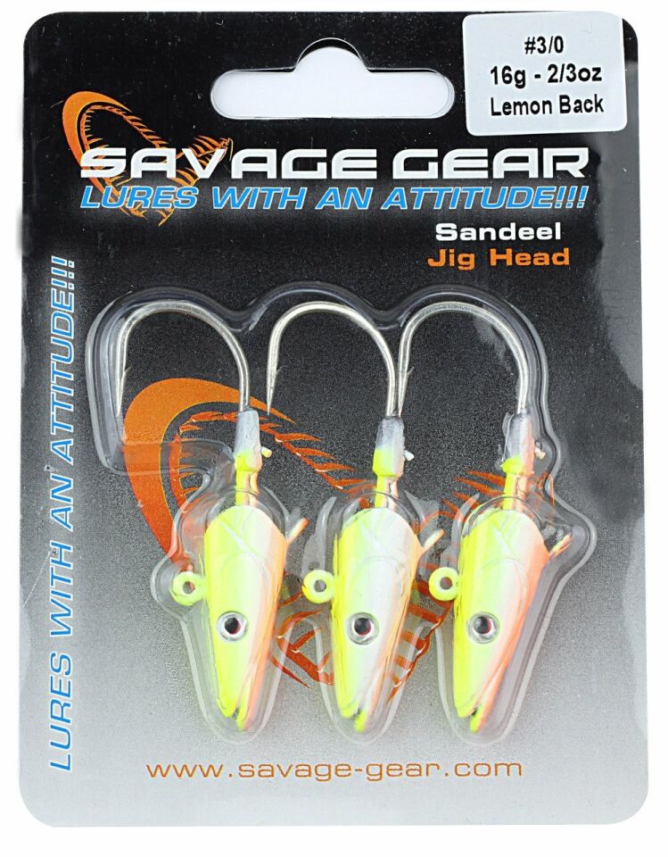 Savage Gear Sandeel Jig Head 16g 3/0 - 3pcs Lemon Back Suni Yem