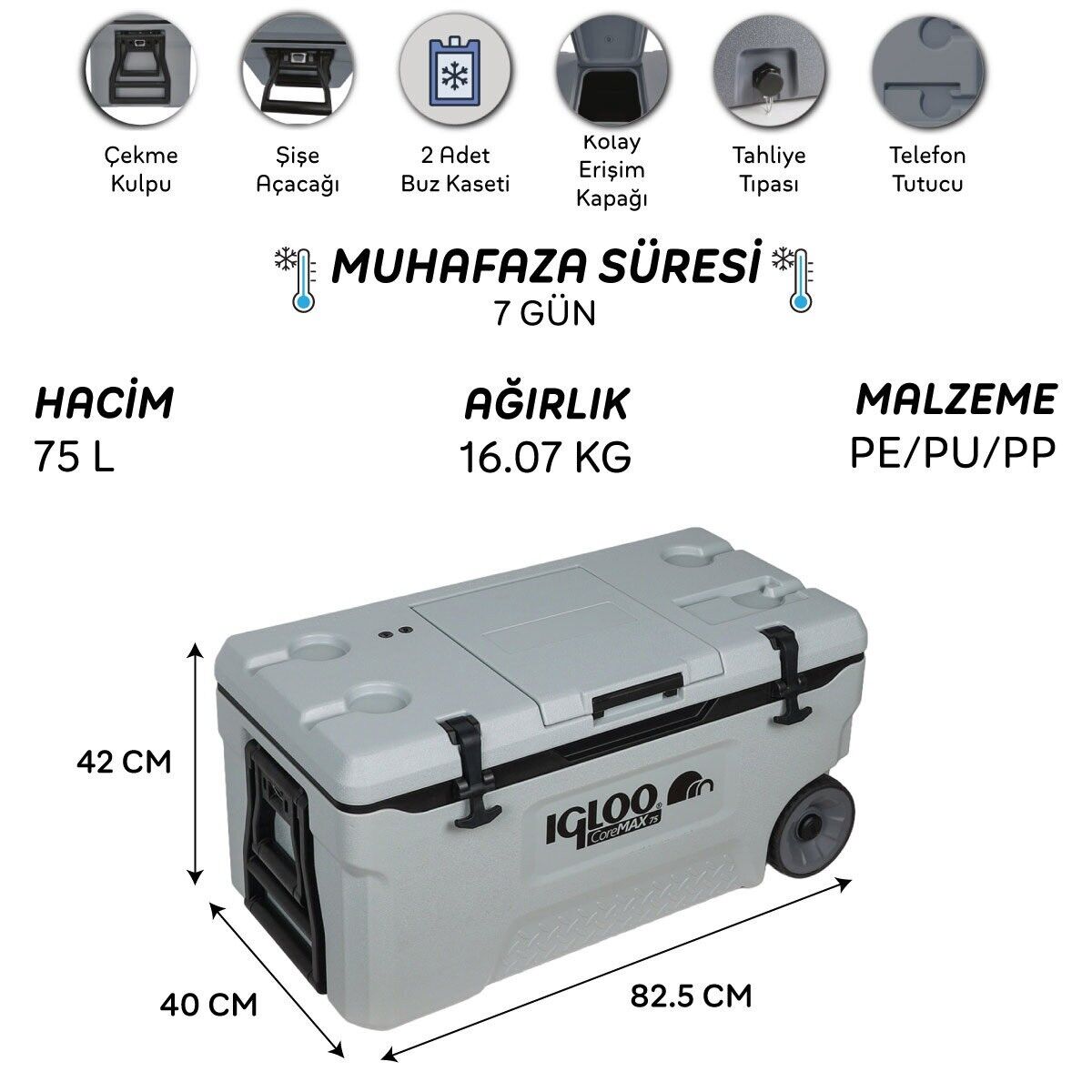 IGLOO CoreMAX 75 Tekerlekli Buzluk 75 Litre