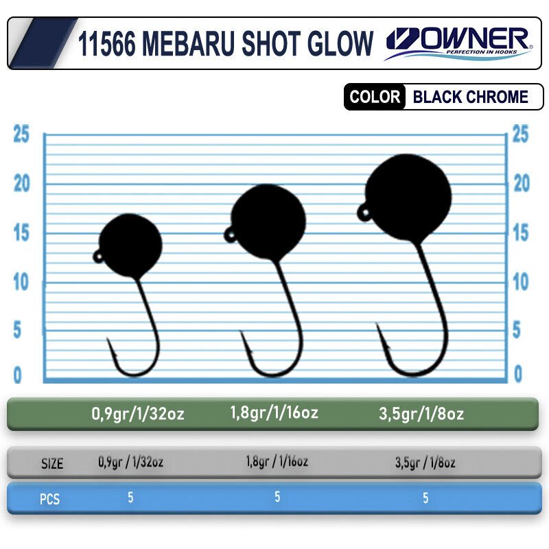 Owner Cultiva 11566 JH-82G Mebaru Shot Glow Lrf Jighead