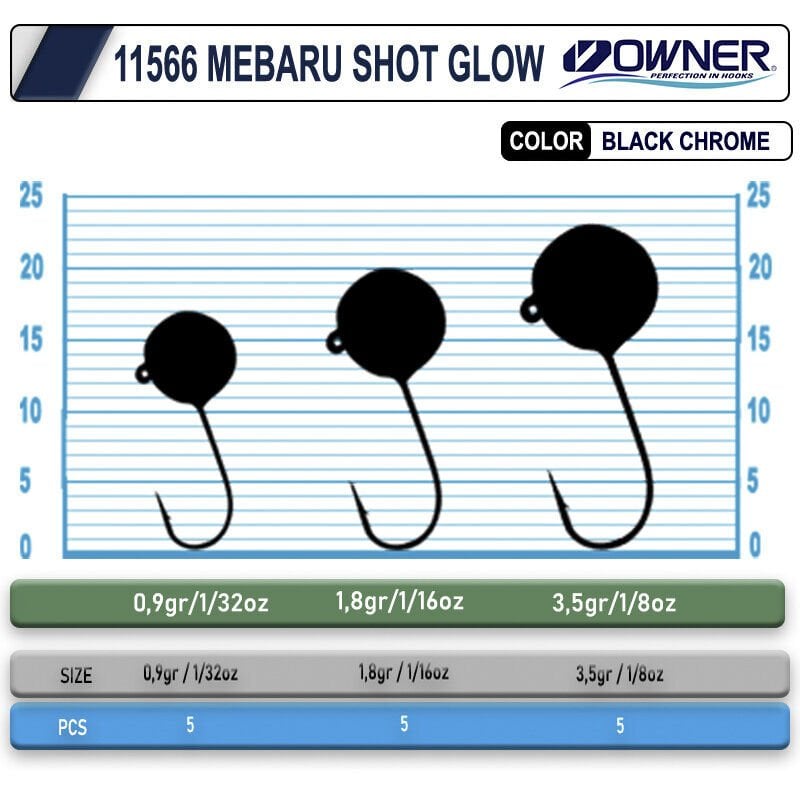 Owner Cultiva 11566 JH-82G Mebaru Shot Glow Lrf Jighead