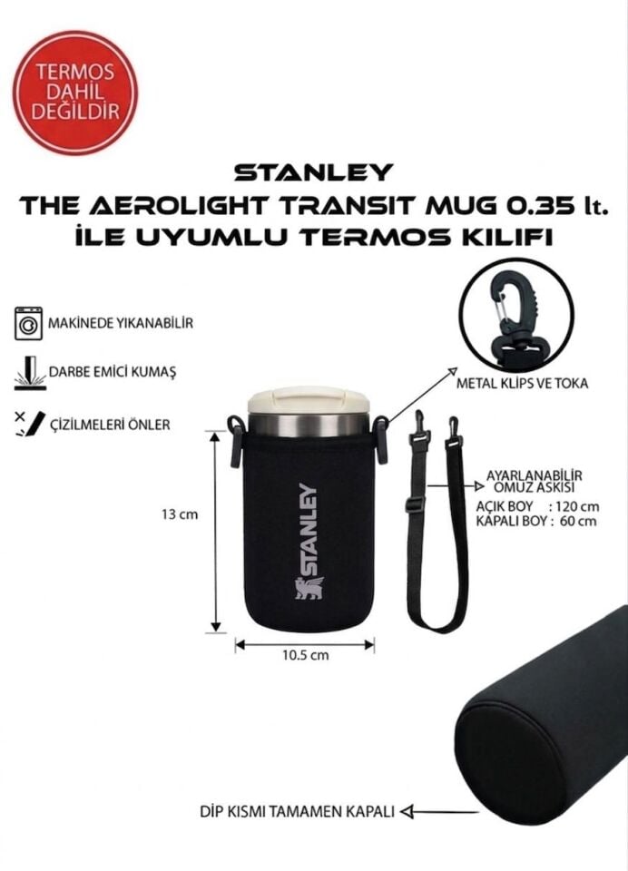 Safir Kamp Stanleye The Aerolight Transit Mug 0.35 Lt ile Uyumlu Omuz Askılı Kılıf