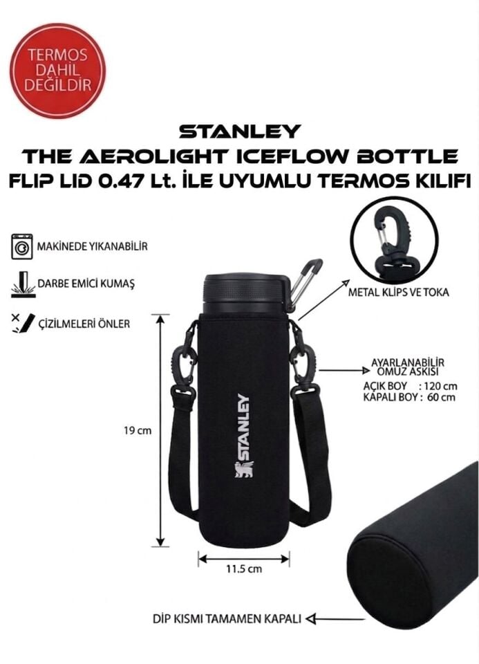 Safir Kamp Stanleye The Aerolight  Bottle  0.47 Lt ile Uyumlu Omuz Askılı Kılıf
