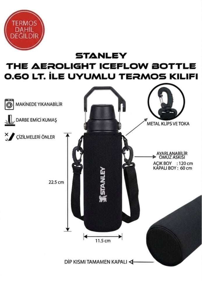 Safir Kamp Stanleye The Aerolight  Bottle  0.60 Lt ile Uyumlu Omuz Askılı Kılıf