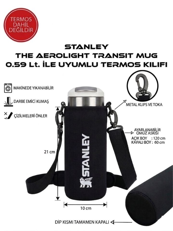 Safir Kamp Stanleye The Aerolight Transit Mug 0.59 Lt ile Uyumlu Omuz Askılı Kılıf