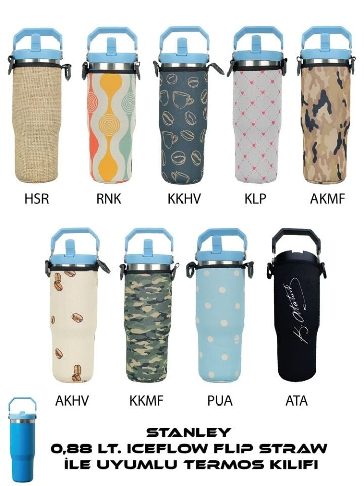 0.88 LT. ICEFLOW FLIP STRAW STANLEYE UYUMLU OMUZ ASKILI TERMOS KILIFI